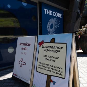 Signage on site for Illustration Workshop